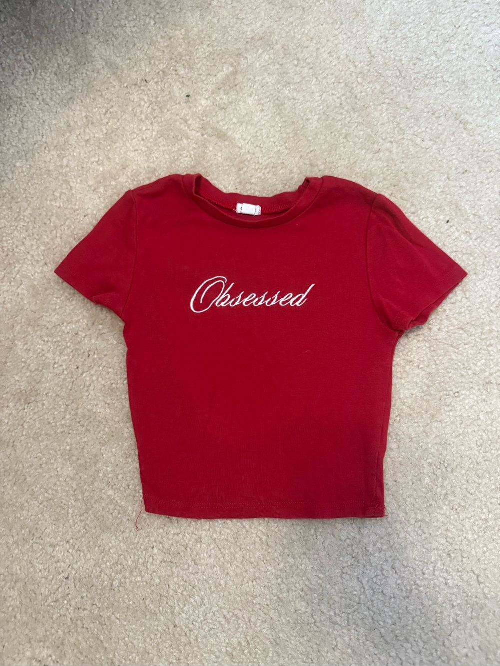 Garage Red 'Obsessed' Short Sleeve Graphic Tee